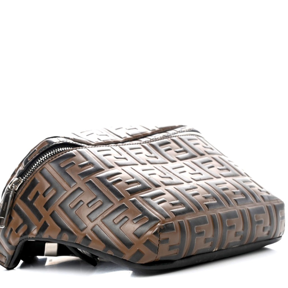 FENDI Vitello Century Bi-Color FF Embossed Belt Bag Maya Black